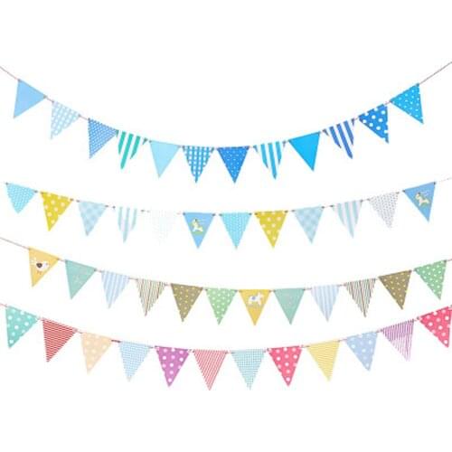 1set Paper Board Pennant Flags Banner Garland For Baby Shower Birthday Party Decoration Kids Room Decoration