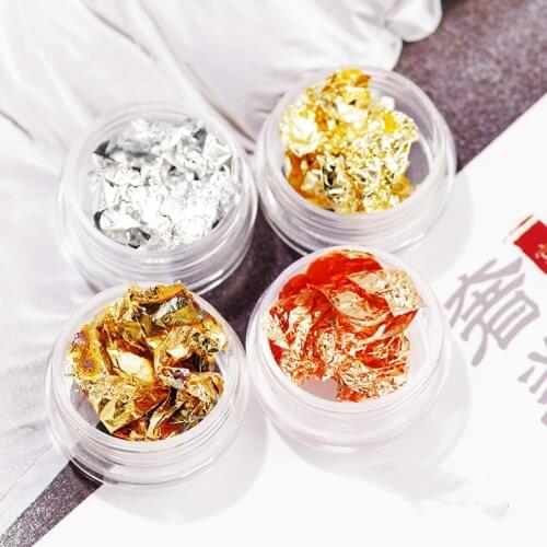 1 Box Gold Silver Irregular Aluminum Foil Paper Nail Art Sticker 3D Glitter DIY Manicure UV Gel Polish Nail Decoration Tools