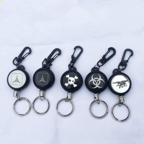 1Pc 60CM EDC Outdoor Steel Rope Burglar Keychain Tactical Retractable Key Chain Camping Key Ring