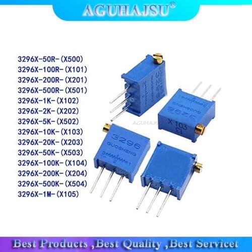 10pcs 3296 3296X series resistanceohm Trimpot Trimmer Potentiometer 1K 2K 5K 10K 20K 50K 100K 200K 500K 1M ohm 100R 200R 500R