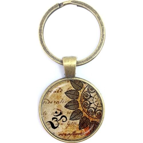 2020 Fashion Key Chain Mandala Photo Art Glass Cabochon Pendant Keyring Sacred Geometry Yoga Om New Fashion Jewelry