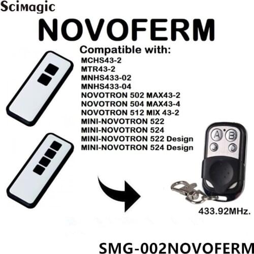 2x Garage Door Opener Remote Control 433MHz for NOVOFERM NOVOTRON 502 MAX43-2 / 504 MAX43-4 / 512 MIX 43-2 remote command