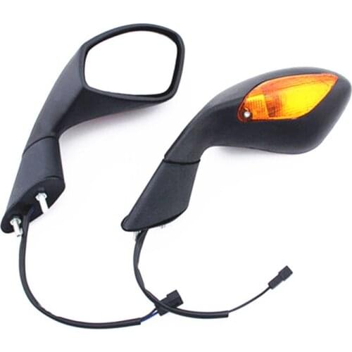 2x Motorcycle Rearview Mirrors Integrate Turn Signal For 2004-2008 Aprilia RSV 1000
