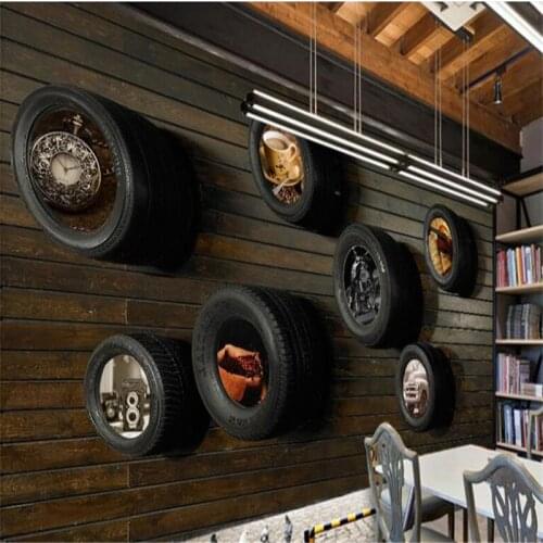 3DBEIBEHANG Large Custom Wallpapers Nostalgic Car Tire Cafe Restaurant TV Wall papel de parede 3d 3d wallpaper