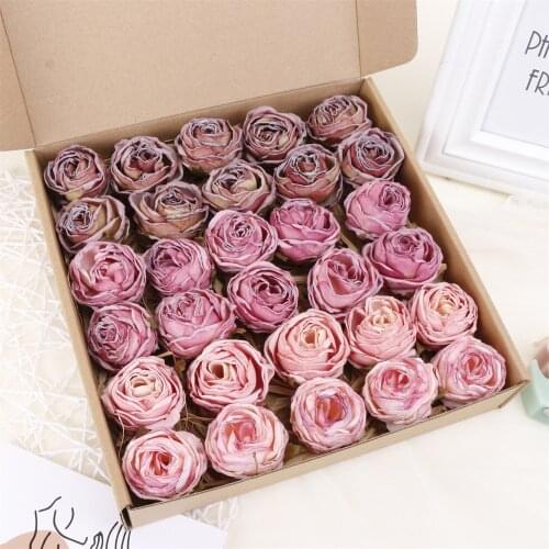 5PCS Burned Edge Rose Artificial Flowers Head Fake Flower Head Wedding Wall Decorations Home Decor Christmas Party Accessories