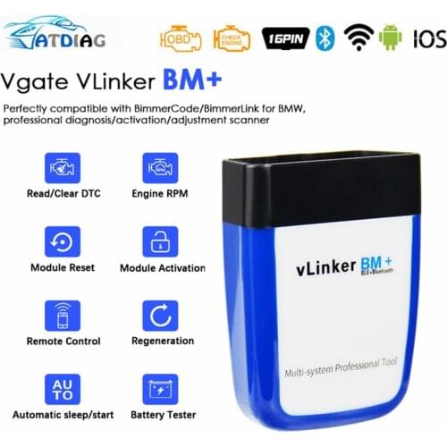 Vgate vLinker BM+ ELM327 V2.2 For BM-W Scanner Bluetooth 4.0 wifi OBD 2 OBD2 Car Diagnostic ELM 327 Auto Tool For BMW Bimmercode