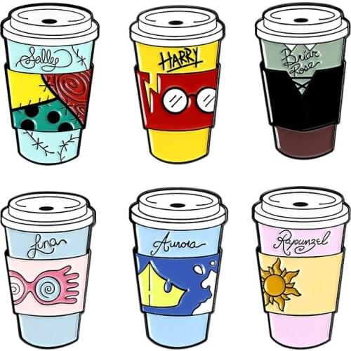 Cute Cup Lapel Pins Mini Enamel Badges Womens Vintage Brooches For Backpack Decorative Hijab Pin Metal Badges Brooch On Clothes