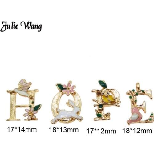 Julie Wang Alloy Enamel Letters Charm Hope Love Creative Alphabet Pendant Festival Home Decor Hanging Craft Handmade Accessory