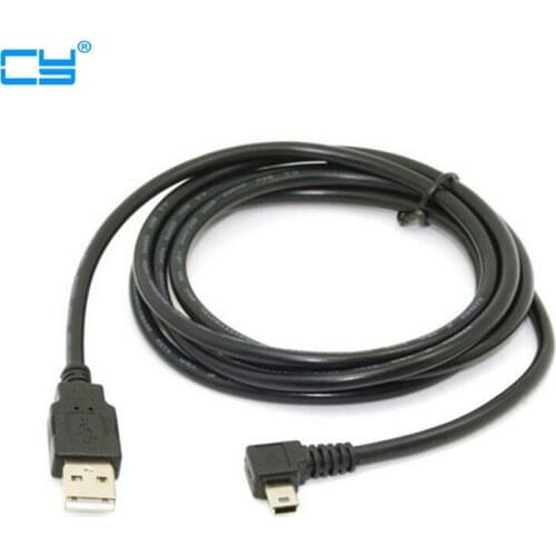 Mini USB B Type 5pin Male Left Angled 90 Degree to USB 2.0 Male Data Cable 50cm/180cm/500cm