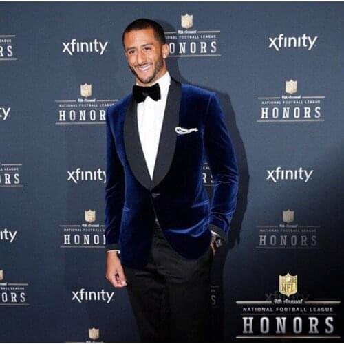 Classic Dark Blue Velvet Groom Tuxedos Performance Men Blazer Groomsmen Suit Men Slim Fit Wedding Suits Coat 2021 (Jacket+Pants)