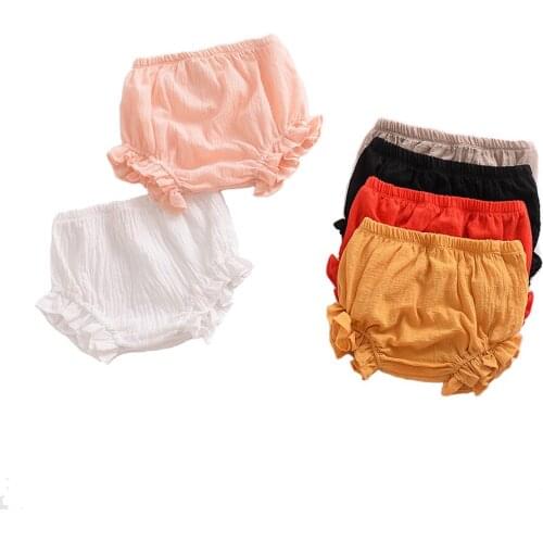 Summer Baby Clothes Pure Color Girl Shorts Children Ruffles Infant Bloomers Boys Elastic Waist Newborn Diaper Cover Outfit 0-3T