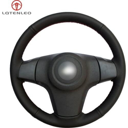 LQTENLEO Black Genuine Leather Car Steering Wheel Cover For Chevrolet Niva 2009-2017 (3-Spoke) Opel Corsa (D) 2006-2015