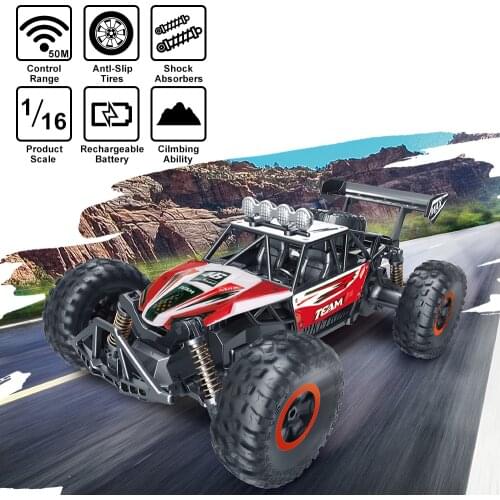 RC Car 1/16 Scale 2.4Ghz Remote Control Car Off Road with Rechargeable Battery Racing Toy Car for Kids Christmas Gift
