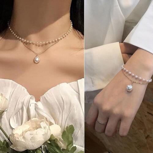 Fashion Necklaces Double-layered All-match Elegant Comfortable Electroplating Faux Pearls 2021 Women Bracelet/Necklaces Jewelry
