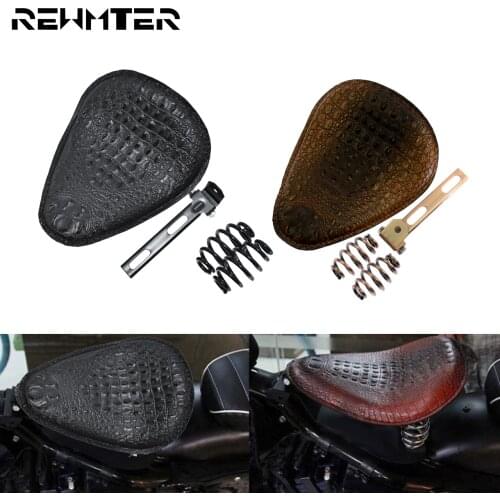 Motorcycle Retro Crocodile Solo Seat Leather Saddle Seat Cushion Pad Spring Bracket For Harley Sportster XL 883 Dyna Chopper