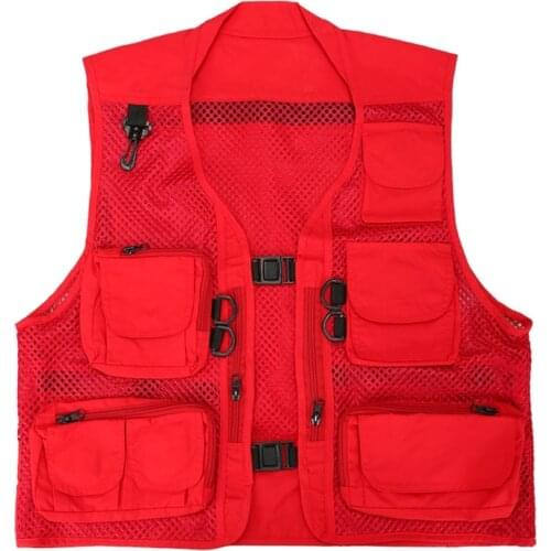 Mens Mesh Fishing Vest Multi-Pockets Quick-Dry Breathable Waistcoat for Outdoor Hunting Travels Sports Mesh Jacket