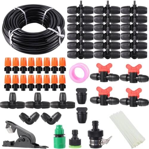 5/10/15/20m 8/11mm Hose Micro Drip Irrigation Watering Kit Automatic Adjustable Misting Orange Nozze with Various Fitting Valve