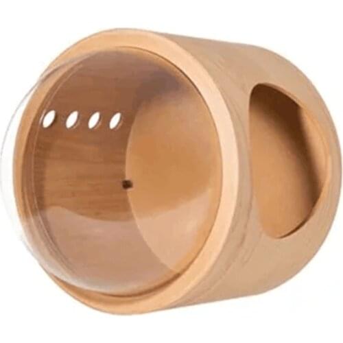Wall mounted cat rack, warm luxury wooden space capsule
