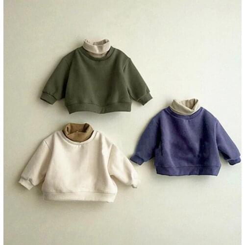 2020 New Girls Boys Patchwork Sweatshirt Autumn Fashion Cotton Kids Sweatshirt 1-7 years QV684