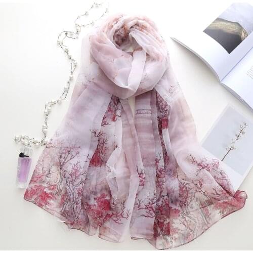 2020 NEW Fortune Tree Beach translucent soft rayon silk print scarf square hijab cool shawl ladies foulard femme Scarves mujer