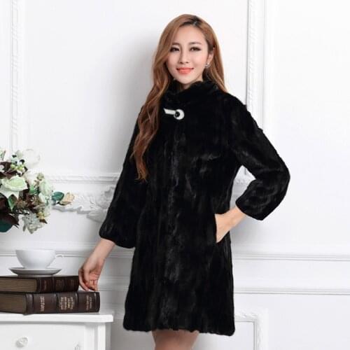 2019 winter new natural real piece mink fur coat womens long mink fur outwear