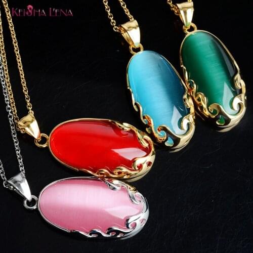 Stainless Steel Artificial opal Necklaces for Women Cute Animal Pendants Choker Girls Kids Fashion Jewelry Gift boucle d'oreille