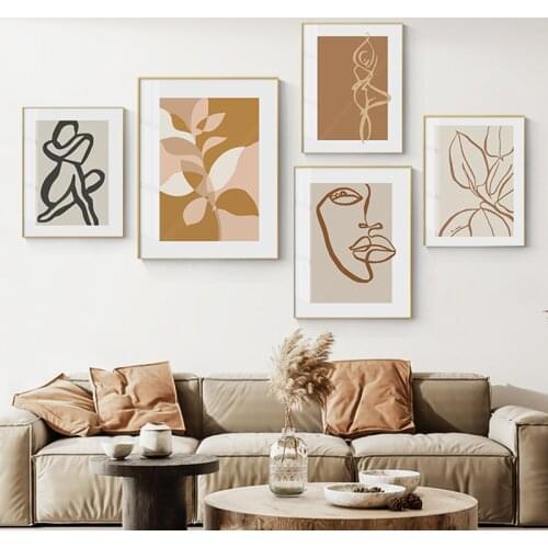 Abstract Modern line Posters Print Nude colour figure Canvas Art Home Decoration Wall Painting Pictures for Living room Bedroom
