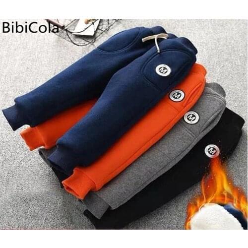 Thicken Boys Pants Winter Warm Plus Velvet Pants For Girls 2020 Winter New Kids Trousers Children Sport Pants