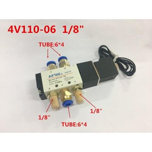 Pneumatic Solenoid Air Valve 5 Port 2 Position 2/5 Way 1/8" BSP With Wire 4V110-06 AC110V 220V
