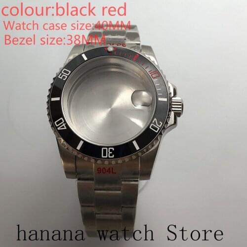 Suitable for NH35 / NH36 Mingzhu2813 Miyota stainless steel self-winding 40mm case, sapphire Black red rotating bezel