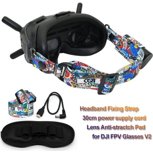 Headband Fixing Strap for DJI FPV Glasses V2 Adjustable Elastic Band 30cm Power Supply Cord Soft Pad for DJI FPV Glasses V2