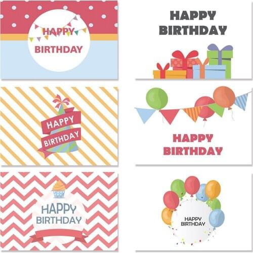 6pcs/set Happy Birthday Happy Birthday Greeting Blessing Greeting Card Cartoon Gift Card Birthday Party Decoration