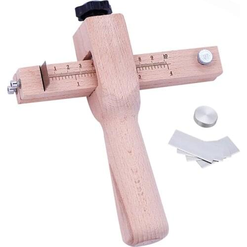 LMDZ Adjustable Leather Tools Strip Cutter Convenient to Cut Belt DIY Hand Cutting Wooden Strap Knife Leather With 5 Blades