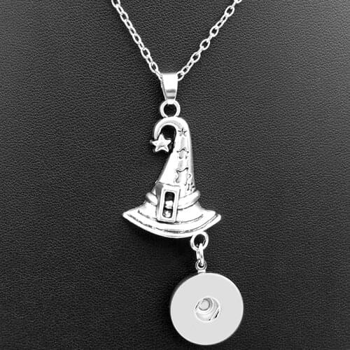 Christmas Halloween Witch hat necklace 18mm 12mm snap button Necklace Boy girl gift NK5922
