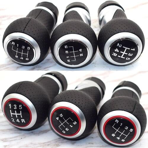 ANZULWANG 12mm 2 Types 5 / 6 Speed Gear Shift Knob For Audi A4 S4 B8 8K A5 8T Q5 8R S Line 2007-2015 Manual Leather Red Line