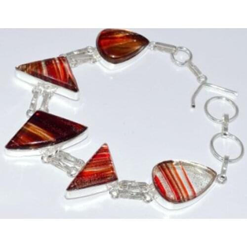 Sun Stone Bracelet Silver Overlay Over Copper , 23.8 cm, B3668