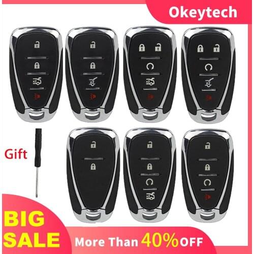 OkeyTech Replacement Car Smart Remote Key Shell Case For Chevrolet Malibu Cruze Spark Cmaro Sonic Impala Volt Trax Uncut Blade