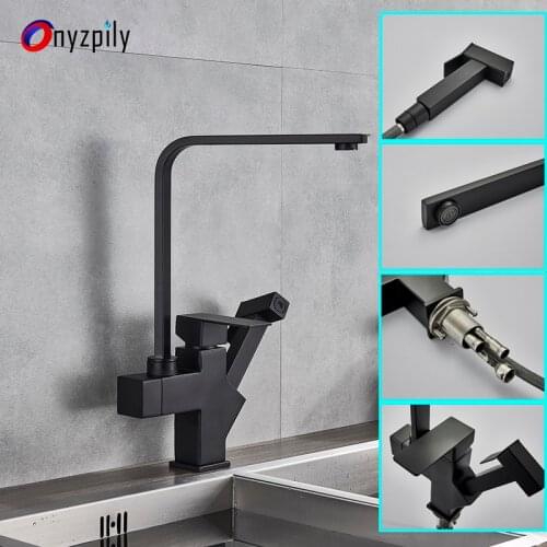 Onyzpily Kitchen Sink Faucet 360 Degree Swivel Kitchen Taps Kitchen Faucets Black Kitchen Mixer Tap Torneira