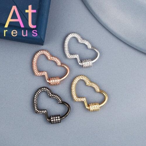 Double Heart Connection Clasps Hooks Copper Micro Pave Zirconia Jewelry Making Supplies DIY Bracelet Necklace Handmade Jewelry