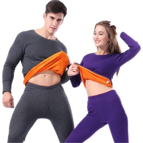 Winter Lovers Thermal Underwear Women Men Unisex Seamless Pant Top Suit Warm Pajamas Mens Velvet Super Thick Thermal Pajamas