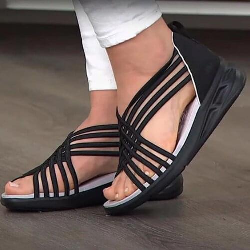 Summer 2021 womens plus size wedges women low top breathable sports woven peep-toe Sandals Roman sandals