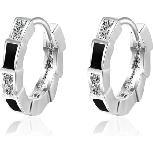 Womens Fashion Small Hoop Earrings Dazzling Crystal Black Zirconia Stone Charming Hoops Golden Earring Piercing Jewelry Gifts