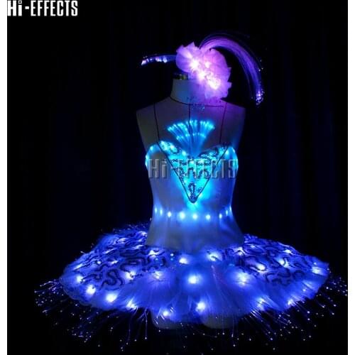 Women LED ballet costume nightclub evening dress luminous lady dance clothing for ballroom club bar party performance show