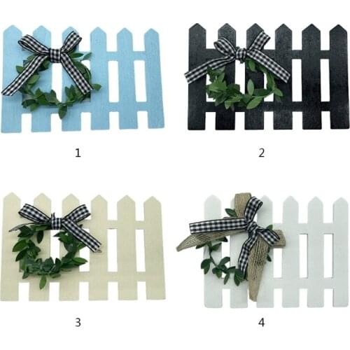 Wooden Fence Tiered Tray Decoration Plaid Frame Sign Rustic Farmhouse Wall Decor for Home Kitchen Shelf Photo Prop