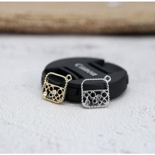 10pcs/Lot Rhinestone Square Diy Handmade Oil Enamel Charms Design for Jewelry Making Earring Bracelet or Necklace