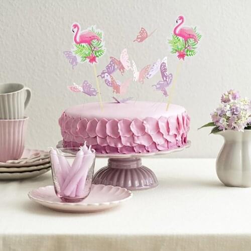 12/13Pcs Mix color Flamingo Pineapple Cactus Palm Tree Happy Birthday Beach Family Party Hawaiian cake ornament Decoration