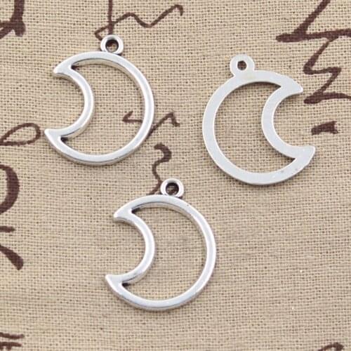 12pcs Charms Moon 21x26mm Antique Making Pendant fit,Vintage Tibetan Bronze Silver color,DIY Handmade Jewelry