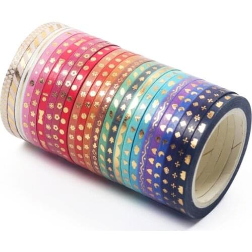 24Pcs/Set Foiling Slim Washi Masking Tape Set Foil Paper Masking Tapes Japanese Washi Tape Diy Scrapbooking Decoration Sticker