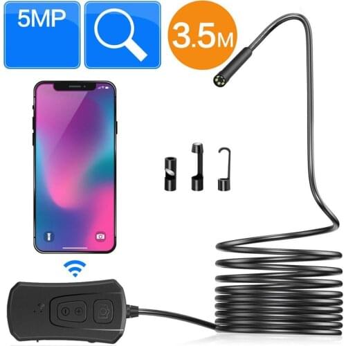 3.5M Cable Wireless Endoscope Camera, 2.0MP WiFi Borescope Inspection Camera Waterproof IP67 Flexible Snake Cam 1080P HD PQ302