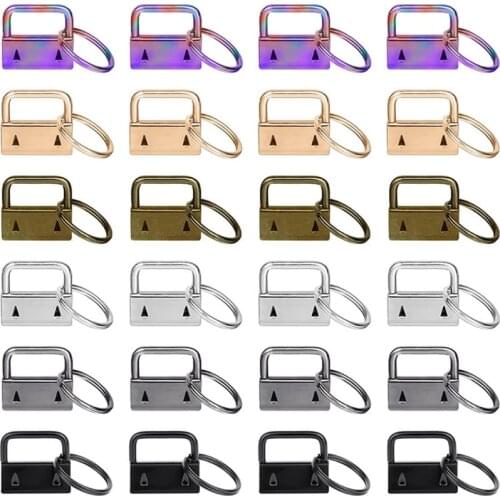 42Pcs 6 Colors 25mm Key Fob Hardware with Split Rings Wristlet Tail Clip DIY Kits for Luggage Wrist Strap Lanyard Clasp